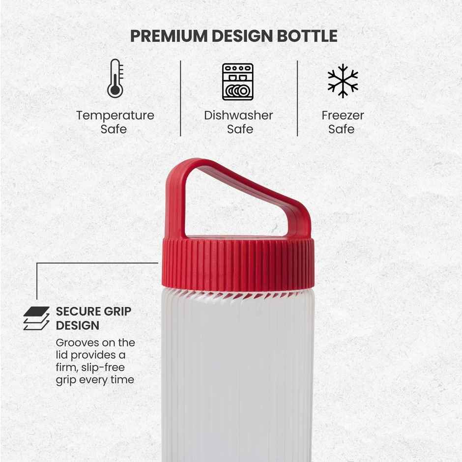 United Colors of Benetton Glass Water Bottle Silicone Base Leakproof BPA Free Durable