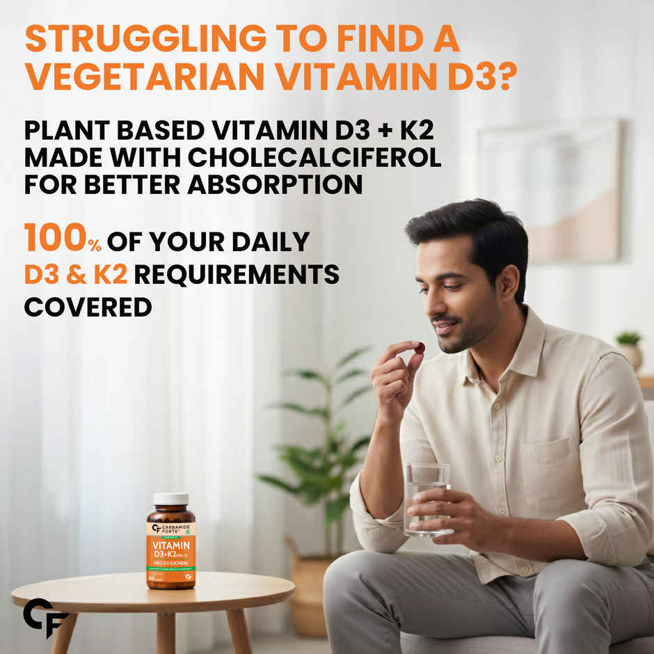 Carbamide Forte Vitamin D Tablets | Vitamin D3 K2 Supplement to support Bone & Heart Health 120 tab