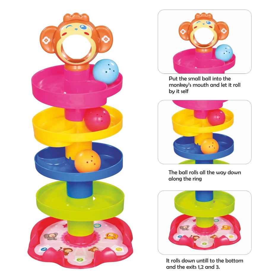 Toybharat 4-Layer Ball Drop & Roll Tower | Educational Toy for Toddlers with Spinning Balls