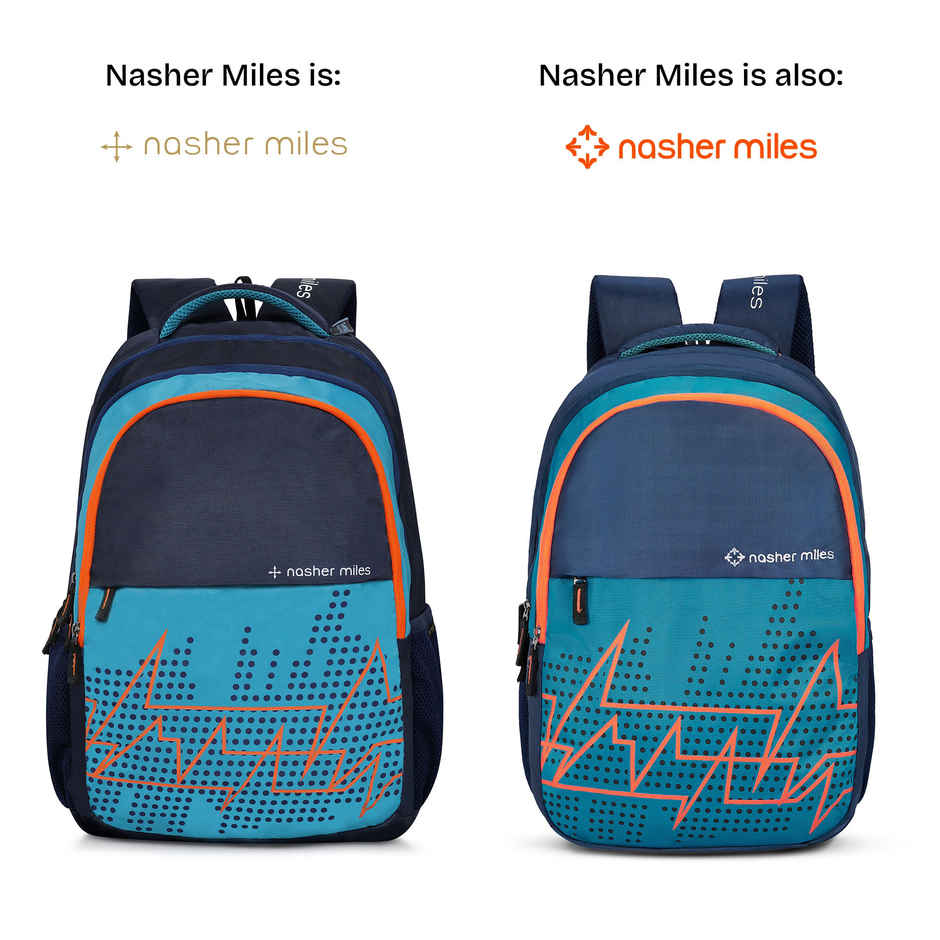 Nasher Miles Pulse Backpack- Unisex- 3 Compartment Casual College Bag- Cyan - 45L