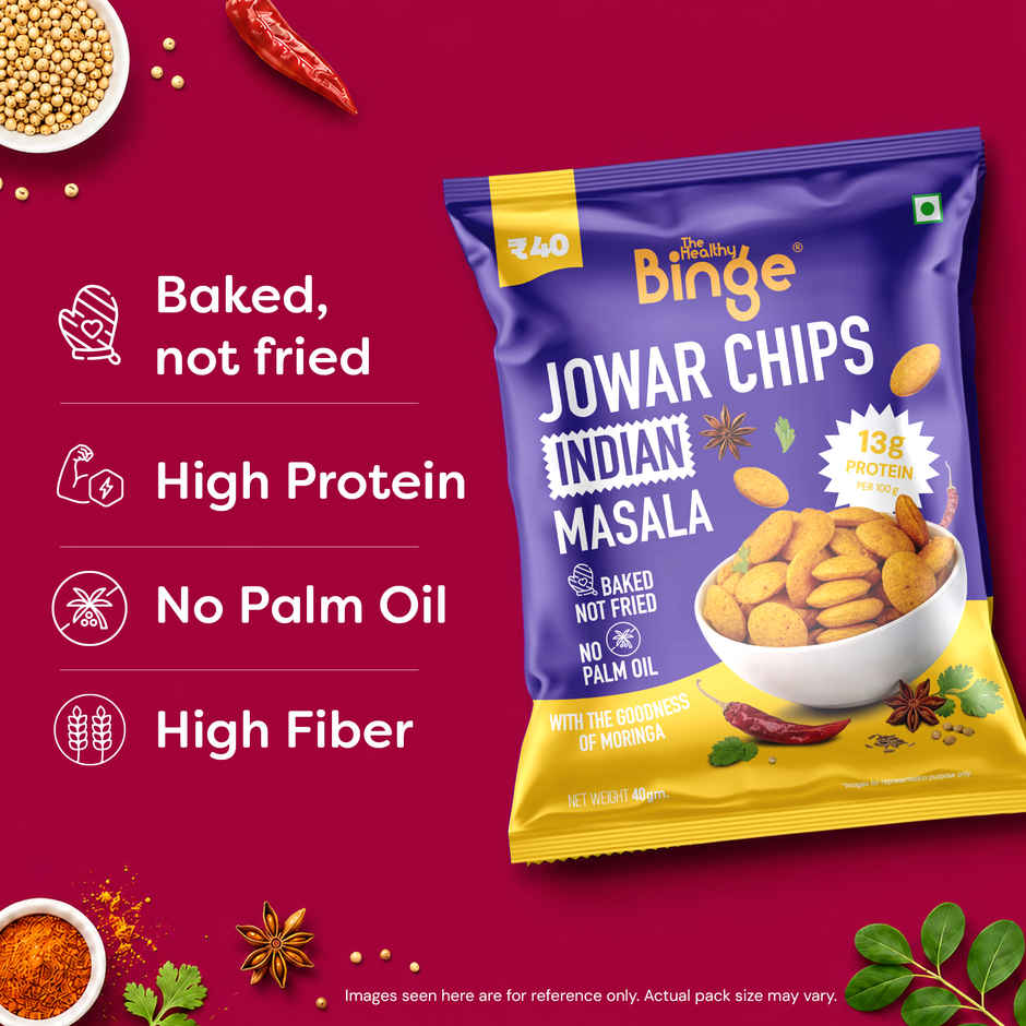 The Healthy Binge Moringa Jowar Baked Chips Indian Masala | High Protein & Fibre