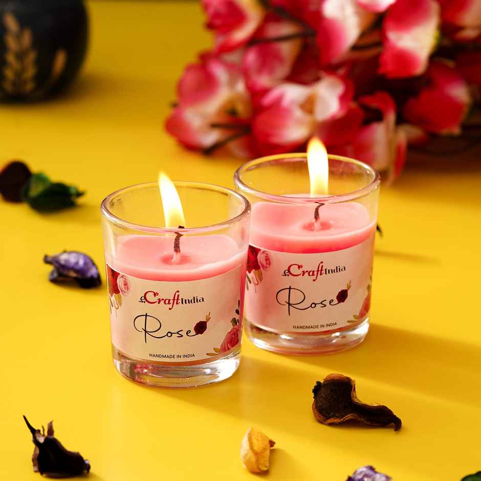 Glass Rose Scented Candles | Home Decor | Ecraftindia