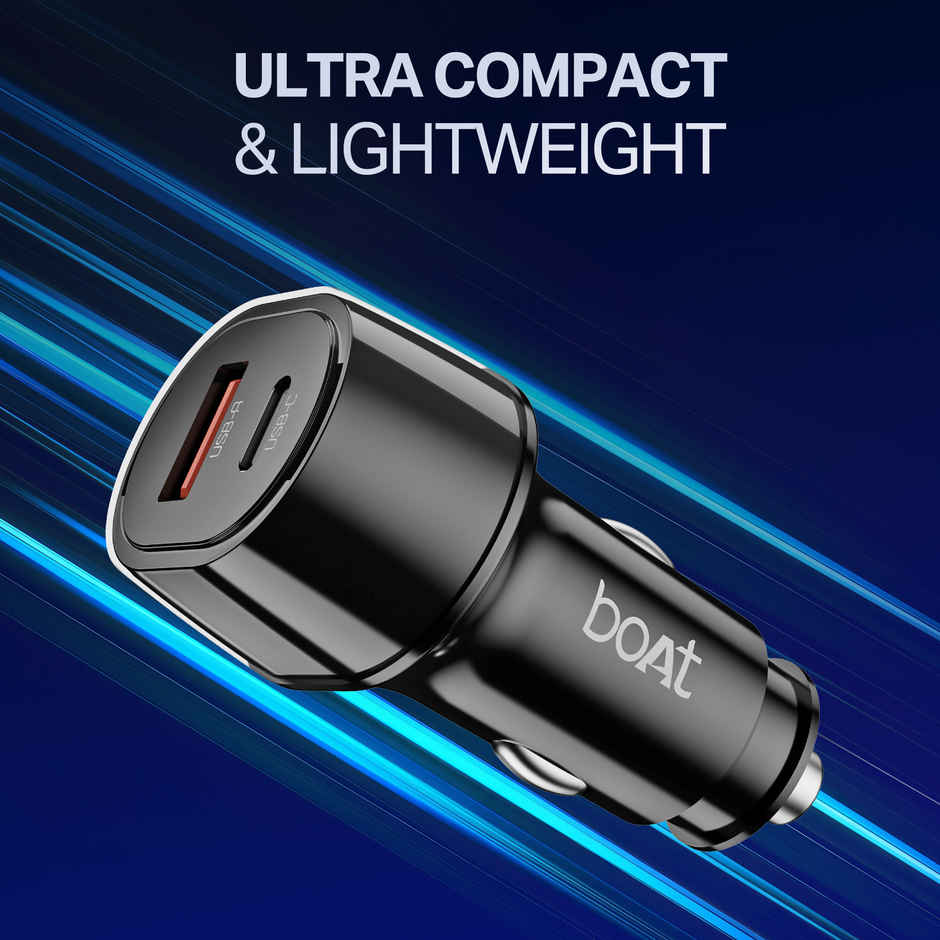 boAt 55W Fast Car charger w/55W fast charging for QC,PD,PPS. | Carbon Black