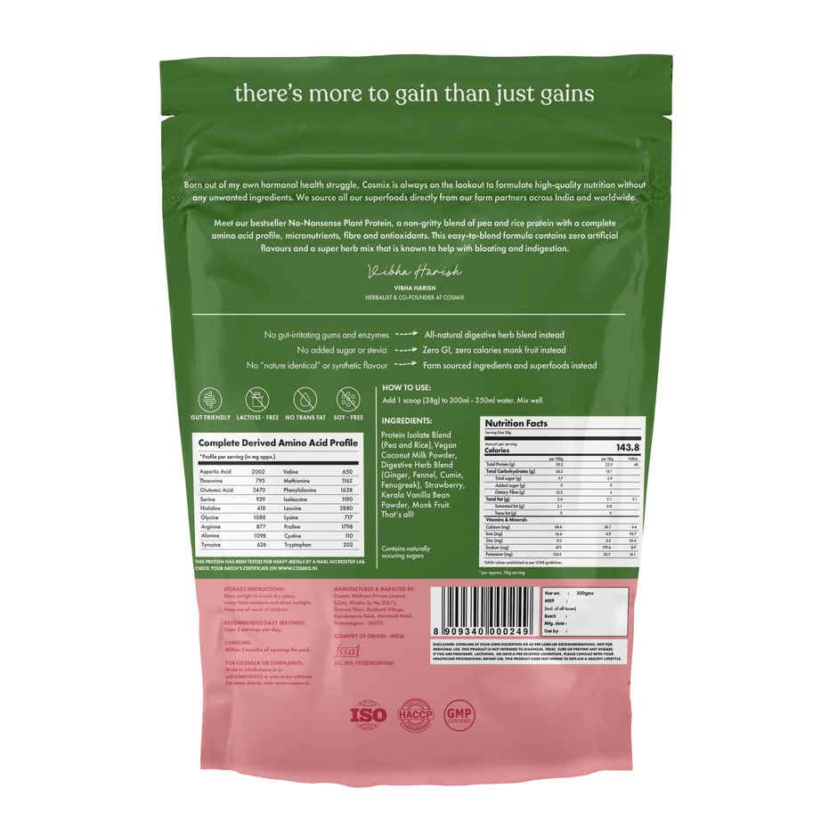 Cosmix No-Nonsense Plant Protein Mahabaleshwar Strawberry