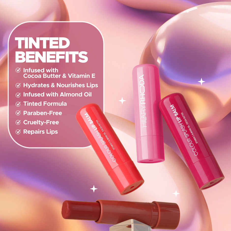 Hilary Rhoda Colour Splash Lip Balm With SPF15 Vitamin E | Cocoa Butter | 45 g | Coffee | Shade 02