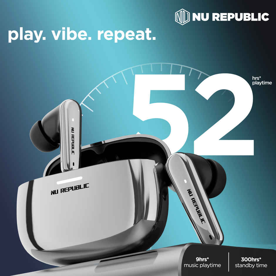 Nu Republic Epic X4 With 52 Hrs Playtime Tws Earbuds | Silver | Black