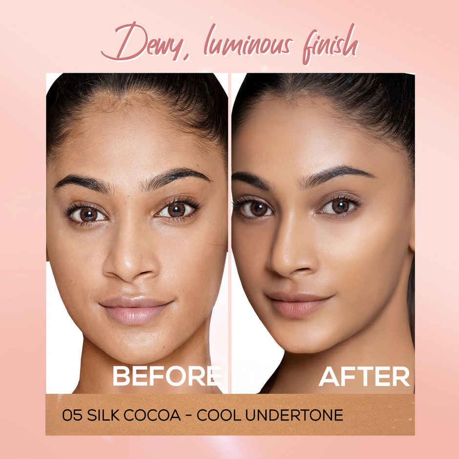 RENEE Lumi Glow Highlighting Liquid Foundation | Lightweight, Buildable, 3D Glow | 05 Silk Cocoa