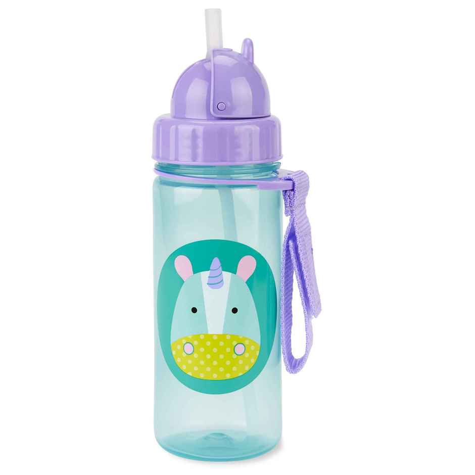 Skip Hop Zoo Kids Bottle, Flip-Top Straw, Leak-Proof, Toddler Sipper Cup, For Babies 12 M+, 385 ml