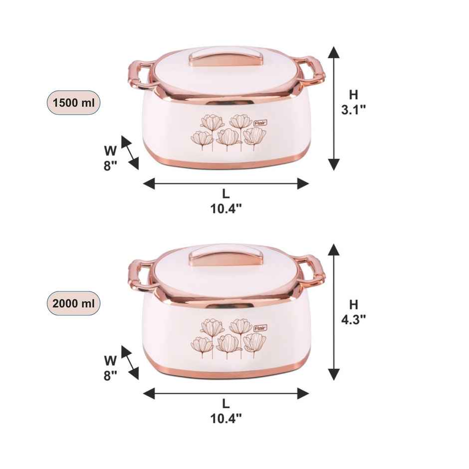 Flair Celebration Insulated Inner Steel Casserole | White - 1.5L & 2L