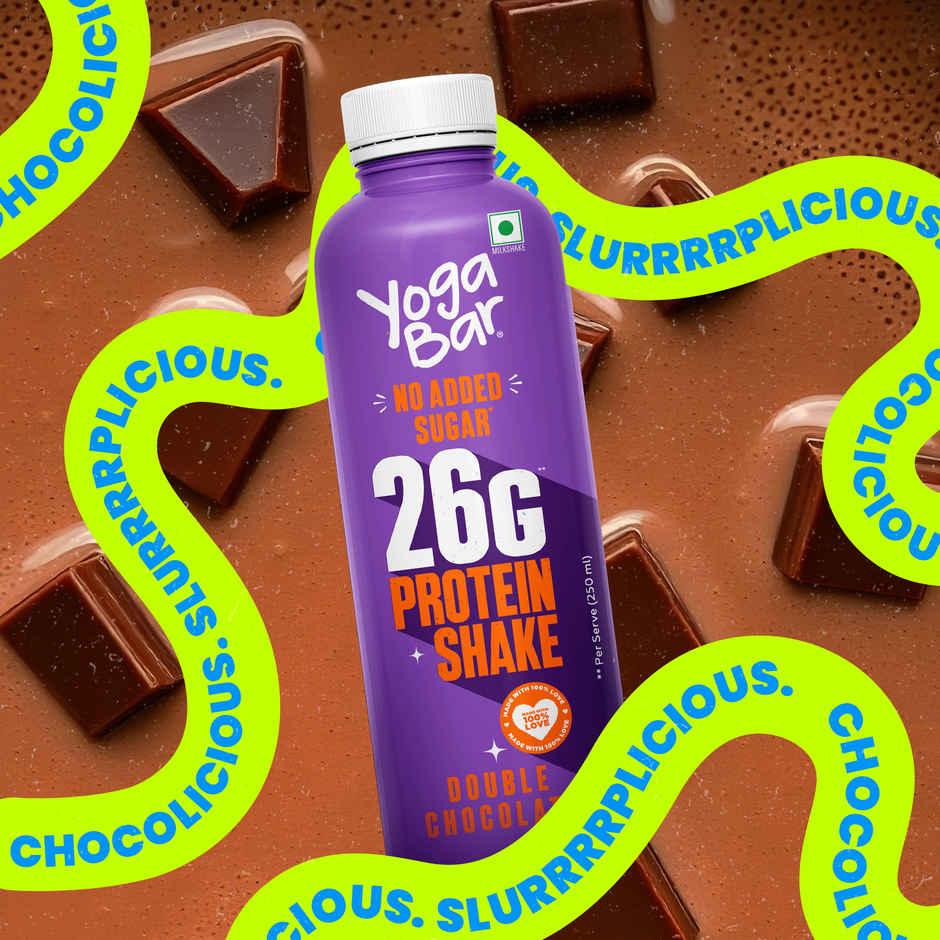 Yoga Bar 26g Protein Shake Double Chocolate, No Added Sugar, Rich In Calcium, Low Fat, 210 Calories
