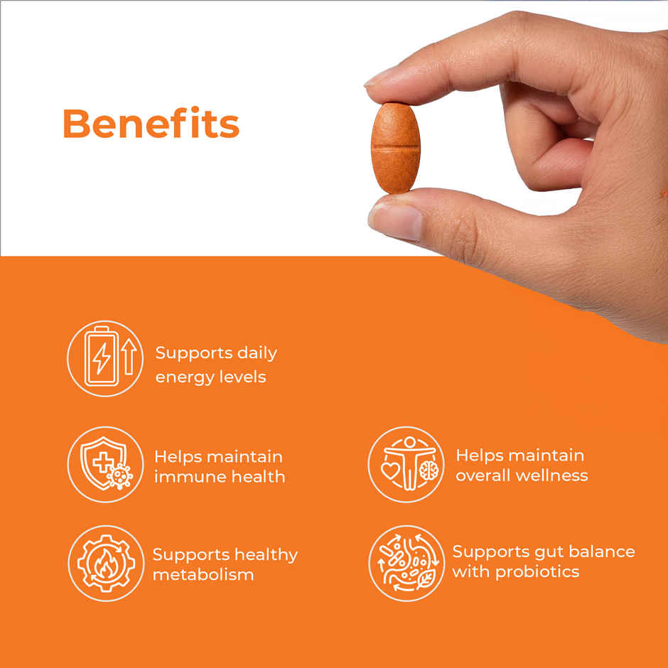 OYB Multivitamin with 24 Nutrients, Probiotics & Herbs | 60 Tablets | OYB Daily Top-Up