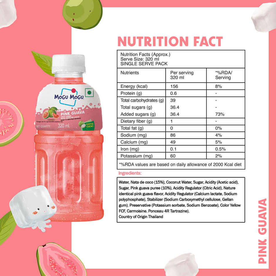 Mogu Mogu Thai Pink Guava Juice with Nata de Coco