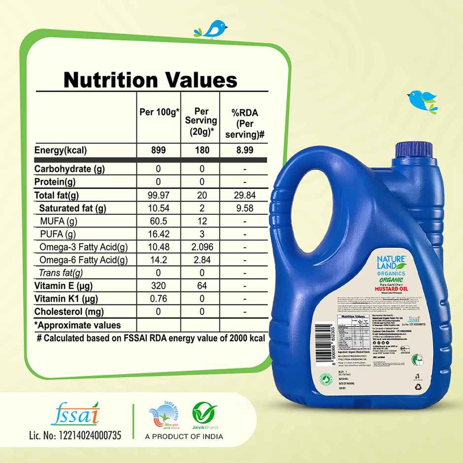 Natureland Organics Mustard (Sarson) Cold Pressed Oil | Kacchi Ghani