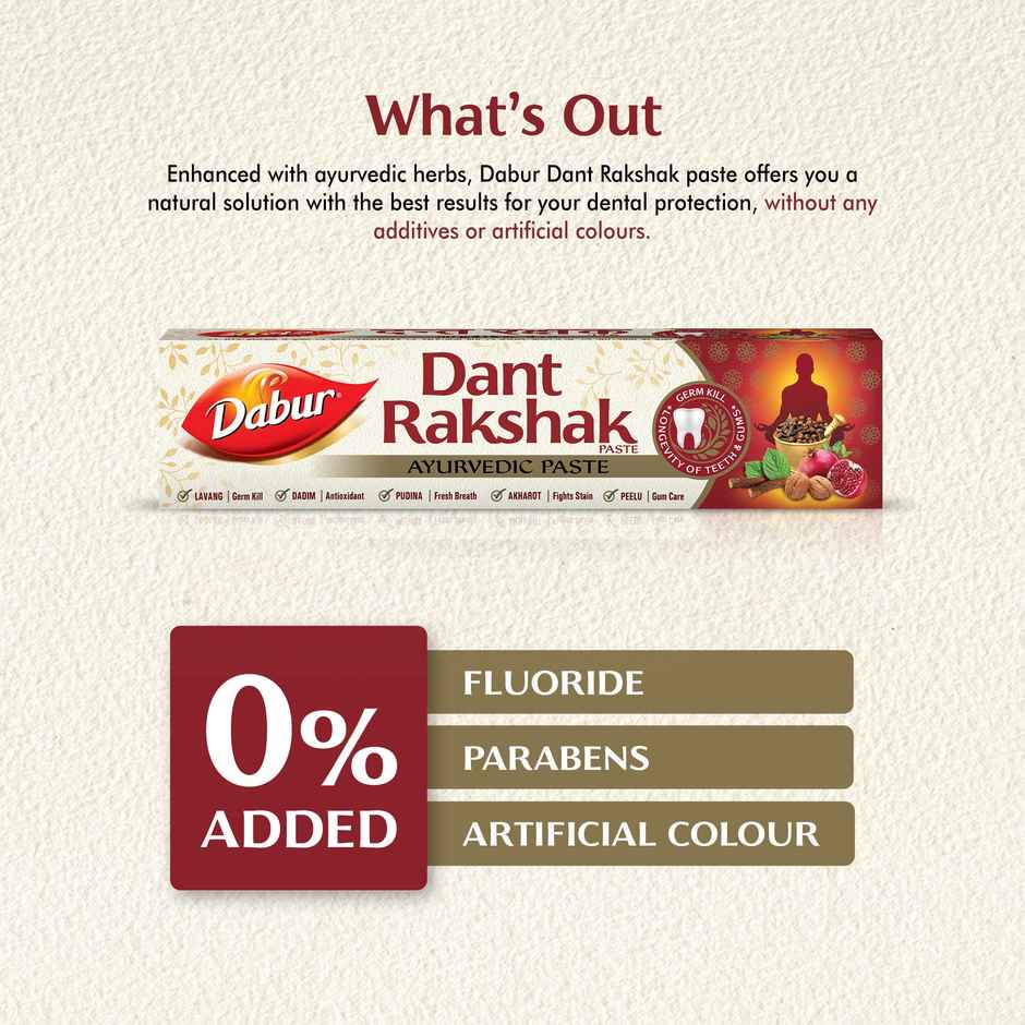 Dabur Dant Rakshak Toothpaste With Goodness Of 32 Ayurvedic Herbs For Your Teeth'S Long Life.
