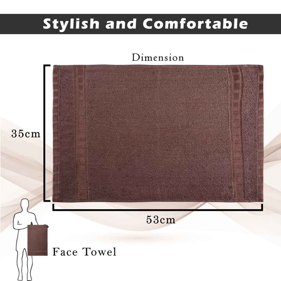 Kuber Cotton Hand/Face Towels Pack of 2 | Workout Pocket Towels | Brown