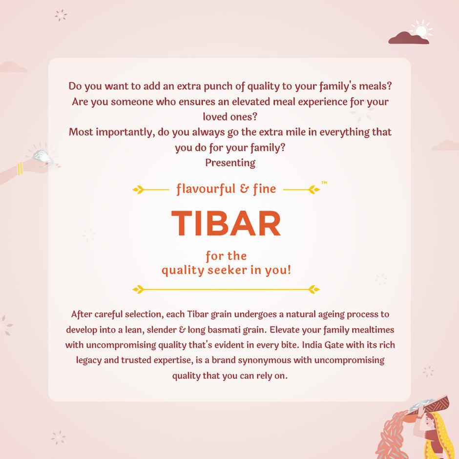 India Gate Flavourful and Fine Tibar Basmati Rice | Long and Slender Grains | Naturally Aged