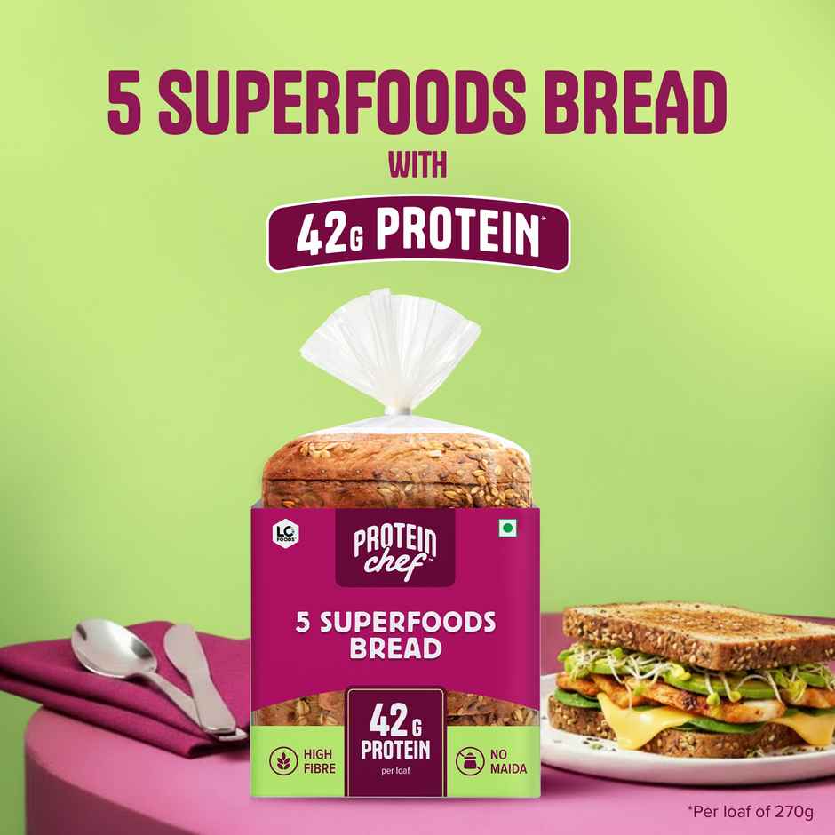 Protein Chef 42 G Protein Multigrain Bread | 5 Superfoods | No Maida