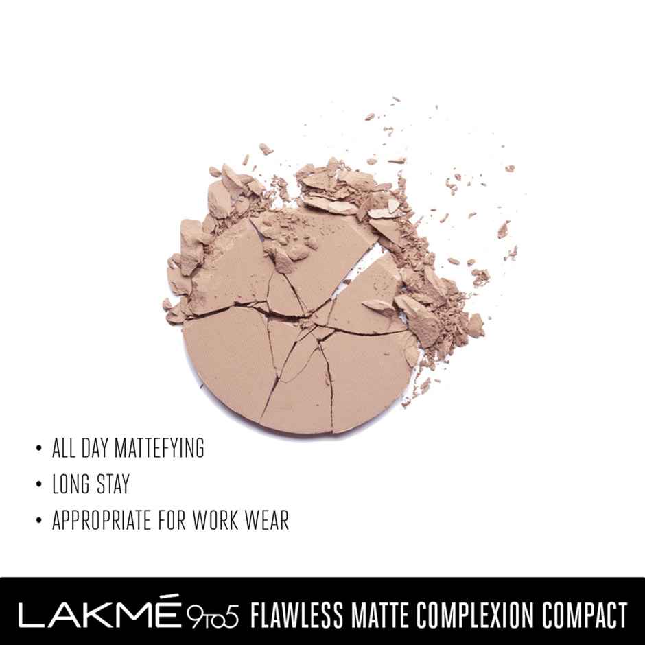 Lakme 9to5 Powerplay Matte Compact, Oil Control Formula, With Vitamin E, Almond