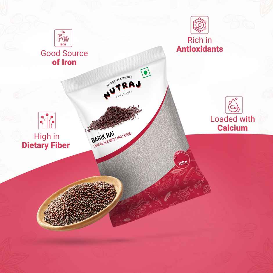 Nutraj Classic Barik Rai (Fine Black Mustard Seeds) - Pouch