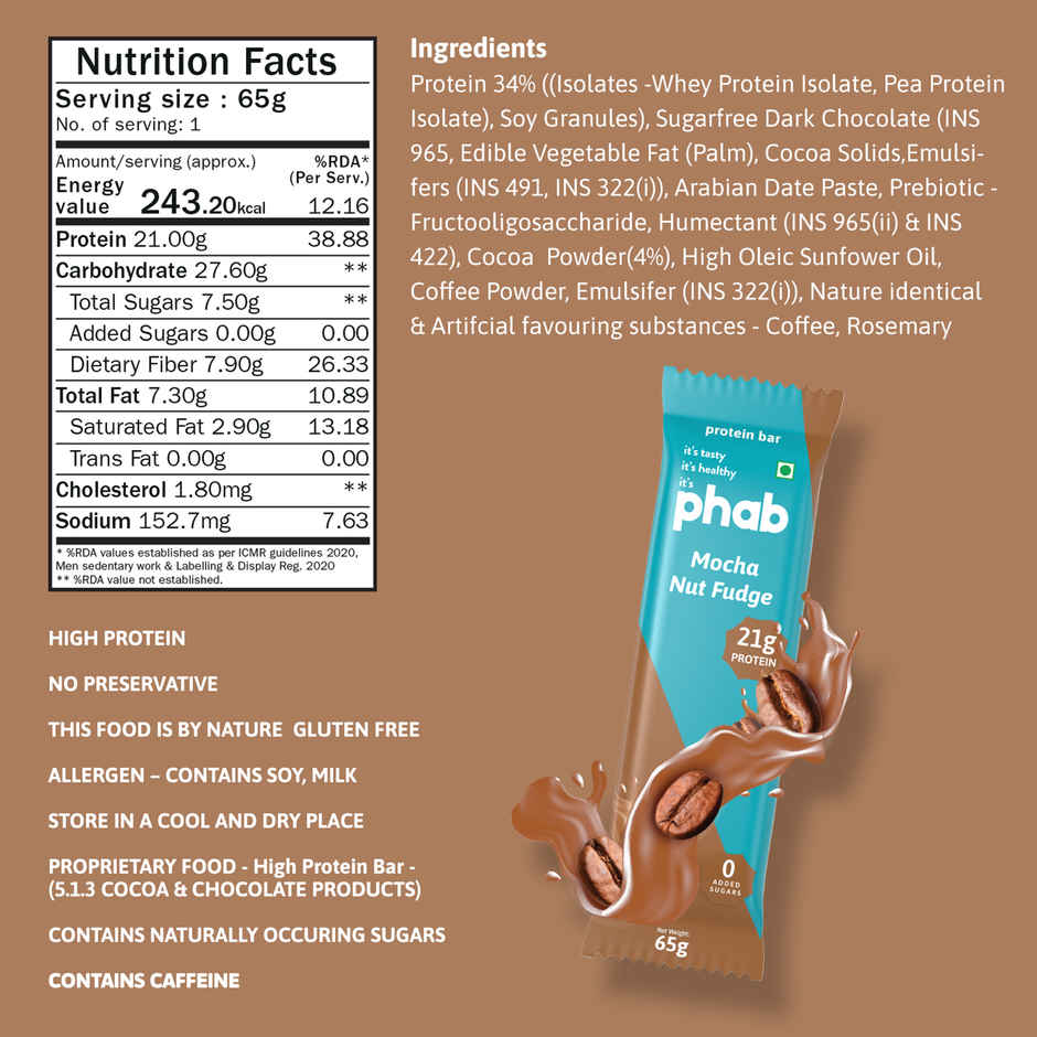 Phab 21g Protein Bar - Mocha Fudge