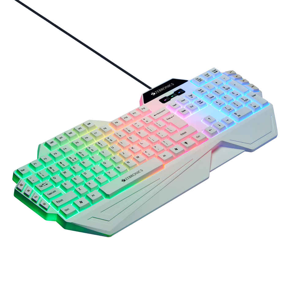 Zebronics Optimus Gaming Combo, Upto 3600 Dpi, 6 Buttons, High Res Sensor, Multicolor Led (White)