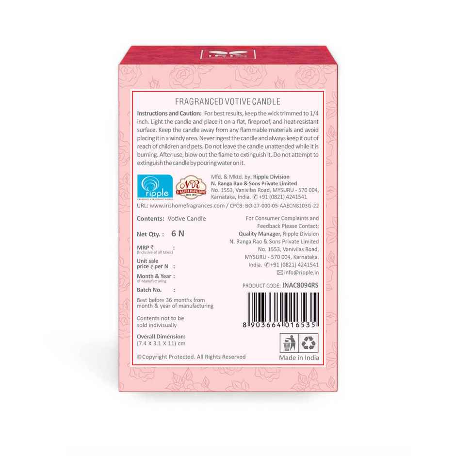 IRIS Rose Fragranced Votive Candle | Red