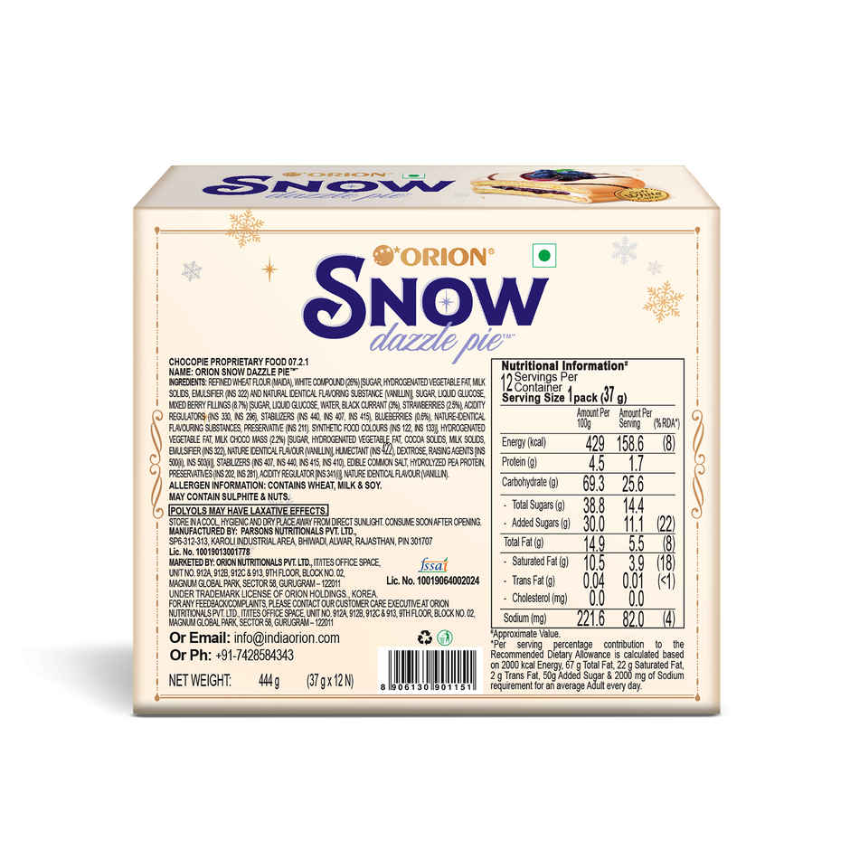 Orion Blueberry Snow Dazzle Pie | Soft & Fruity