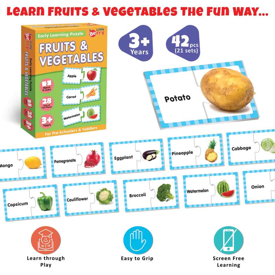 Little Berry Fruits & Vegetables Early Learning Puzzle Game For Kids 2+ Years - Learning Toy - Lb29