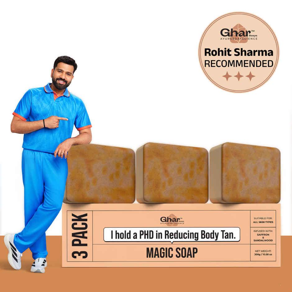 Ghar Soaps Magic Soap Sandal Wood And Saffron For Detan And Glowing Brightening Skin