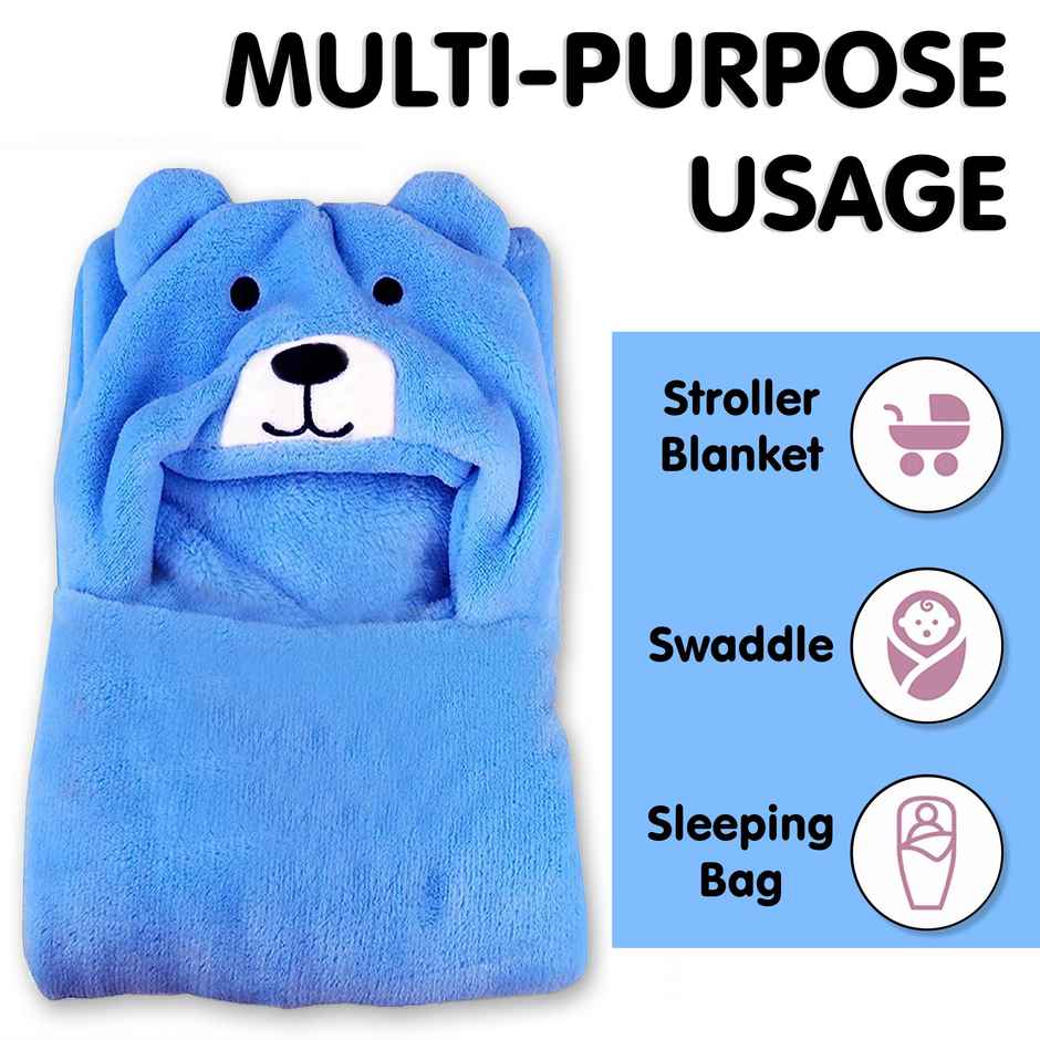 Oyo Baby Blankets New Born Combo Pack Of Soft Baby Wrapper Blue Bear