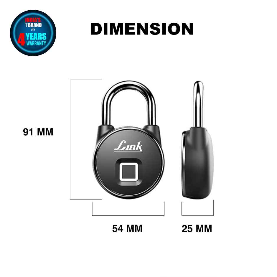 Link Smart Fingerprint Padlock With 2 Way Access Fingerprint & Mobile App Access