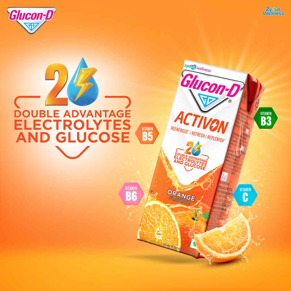 Glucon-D Activon Electrolyte Energy Drink | Orange Flavour