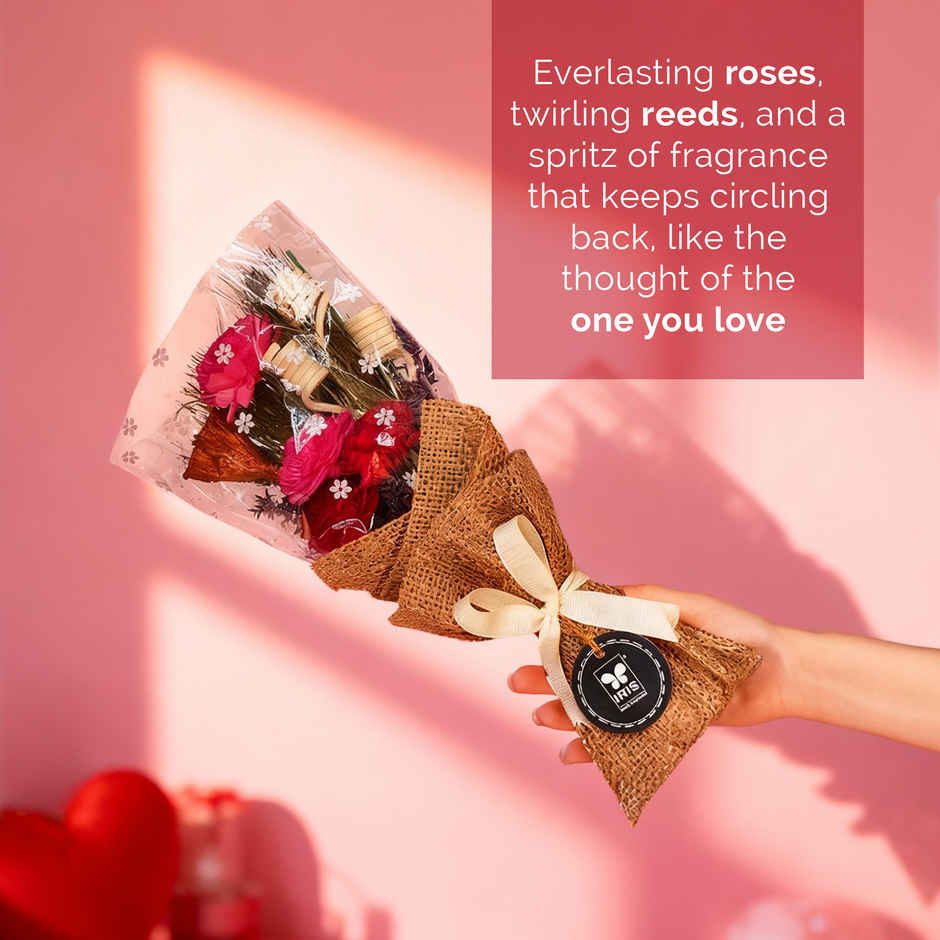 Rose Dry Flower Bouquet with Free Fragrance Spray | Ideal for Gifting | IRIS