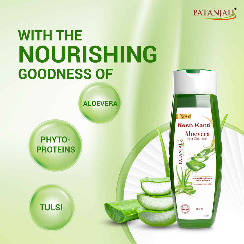 Patanjali Kesh Kanti Aloe Vera Hair Cleanser Shampoo Scalp Cleansers for Soft and Thick Hair