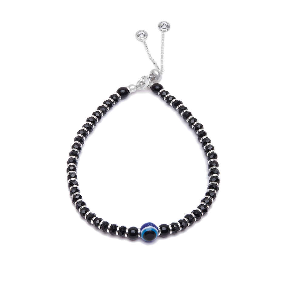 Zavya Evil Eye Rhodium Plated 925 Sterling Silver Nazaria Bracelet