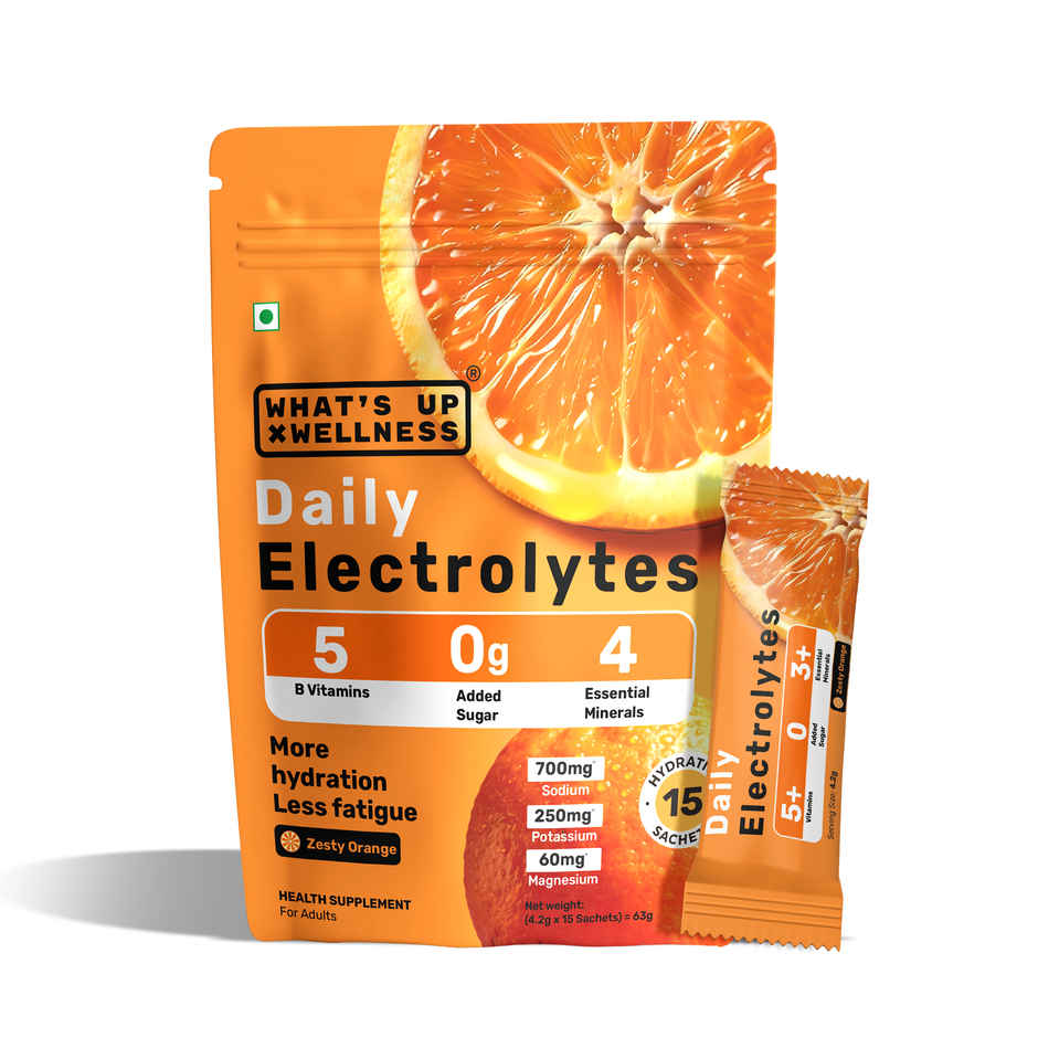 What's Up Wellness Daily Electrolytes For Everyday Hydration Zesty | Orange Flavour