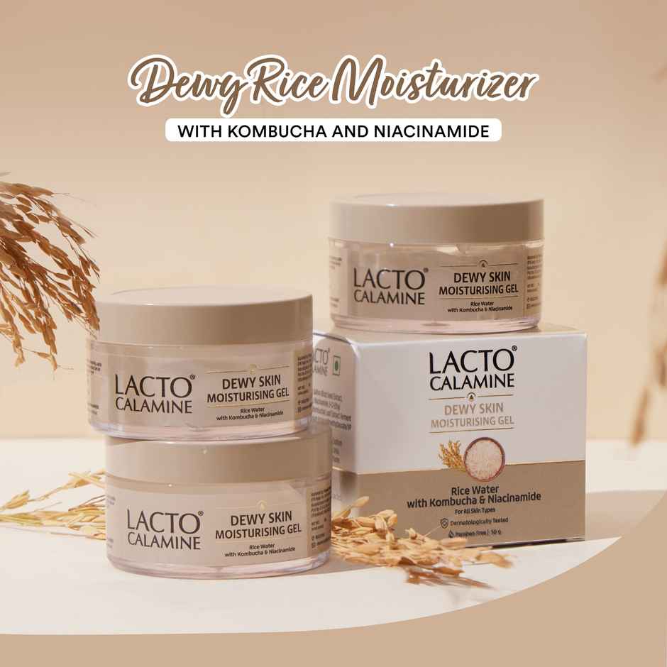 Lacto Calamine Dewy Skin Face Moisturizer with Niacinamide & Rice Water for Glass Skin