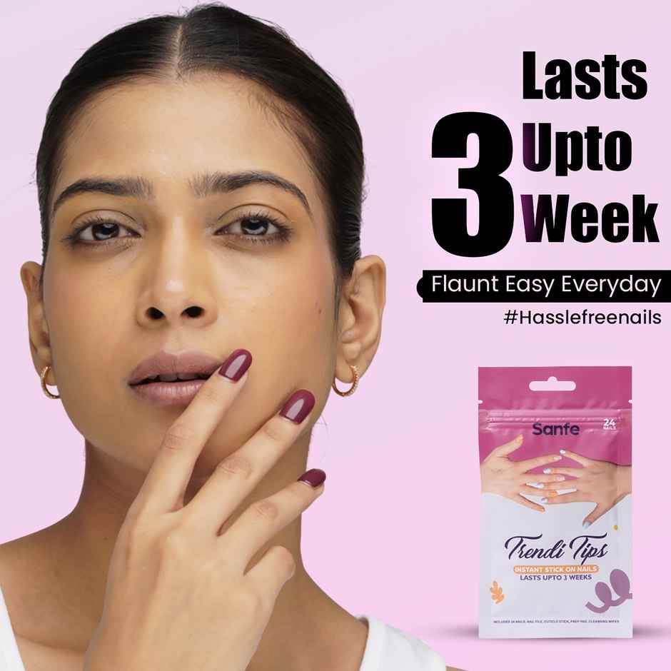 Sanfe Instant Stick On Nails - Bloody Marry | Press On Nails Kit | Artificial Nails Set