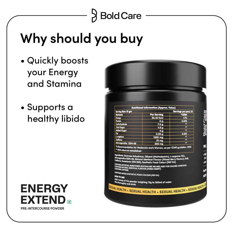 Bold Care Energy Extend Pre - Intercourse Powder Mixed Berry Flavour