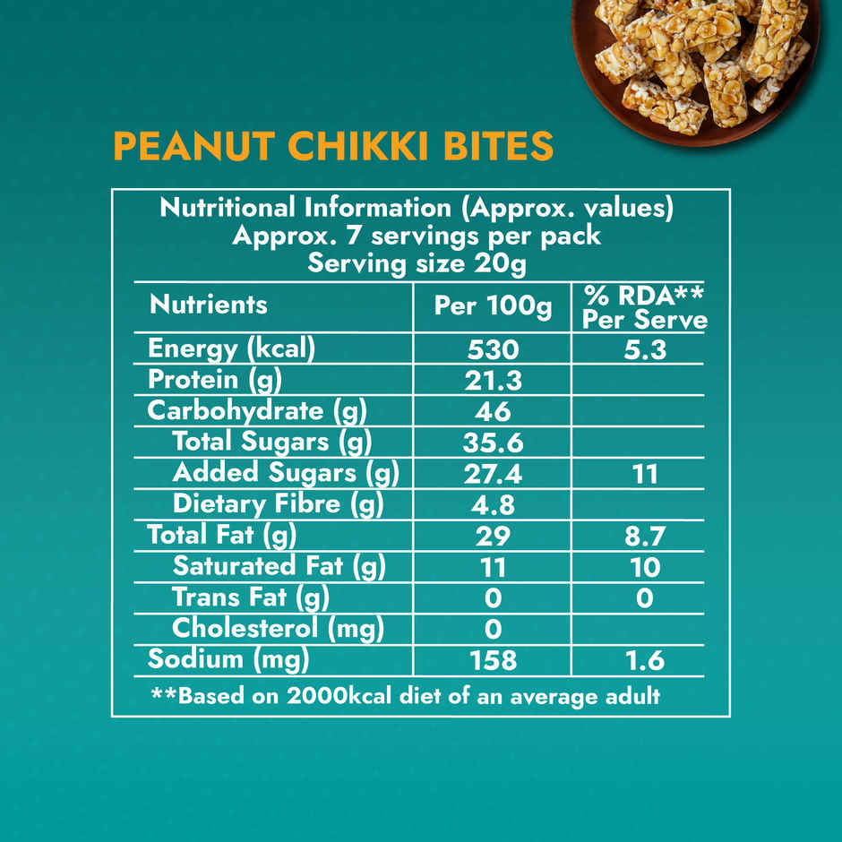 Sweet Karam Coffee Peanut Chikki Bites - No White Sugar, No Liquid Glucose