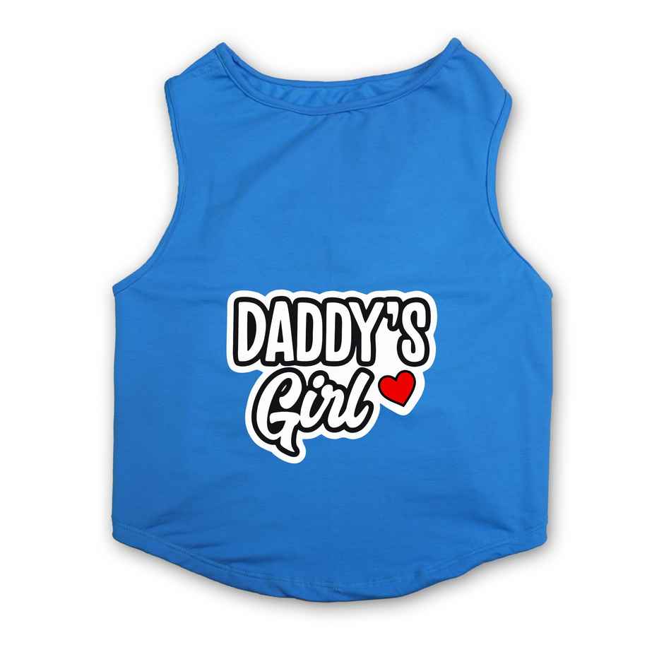 PawsIndia Sleeveless Printed Dog T-Shirt - Daddy's Girl | S - Blue