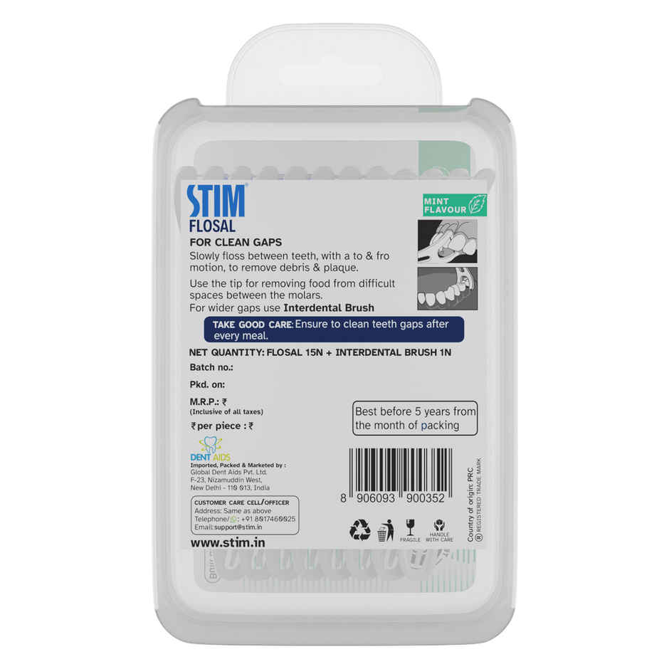 STIM Flosal Dental Floss Pick & Toothpick Plaque and Food Remover