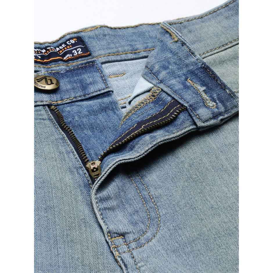 The Indian Garage Co Men's Slim Fit Solid Casual Shorts | Blue - 34