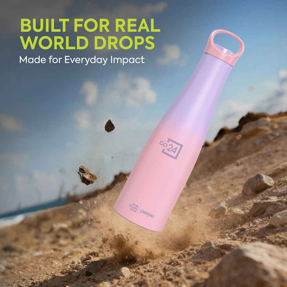 Go24 | Pexpo Stainless Steel Morocco Hot & Cold Insulated Water Bottle | Pink & Purple | 620 ml