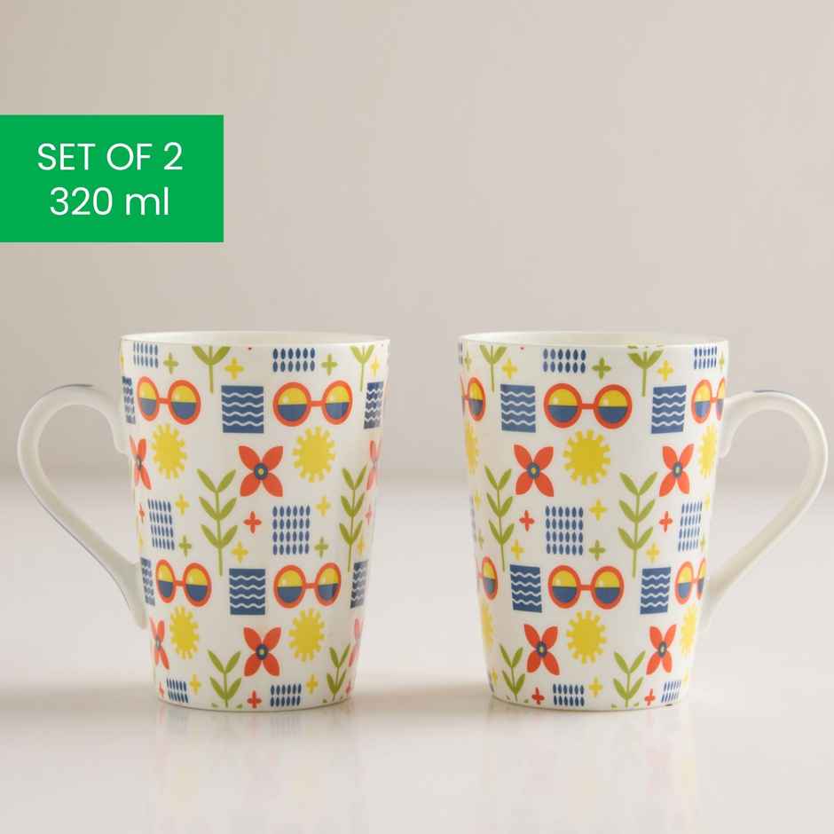United Colors of Benetton Bone China Printed Mug | Microwave Safe | Gift Set - 320 ml