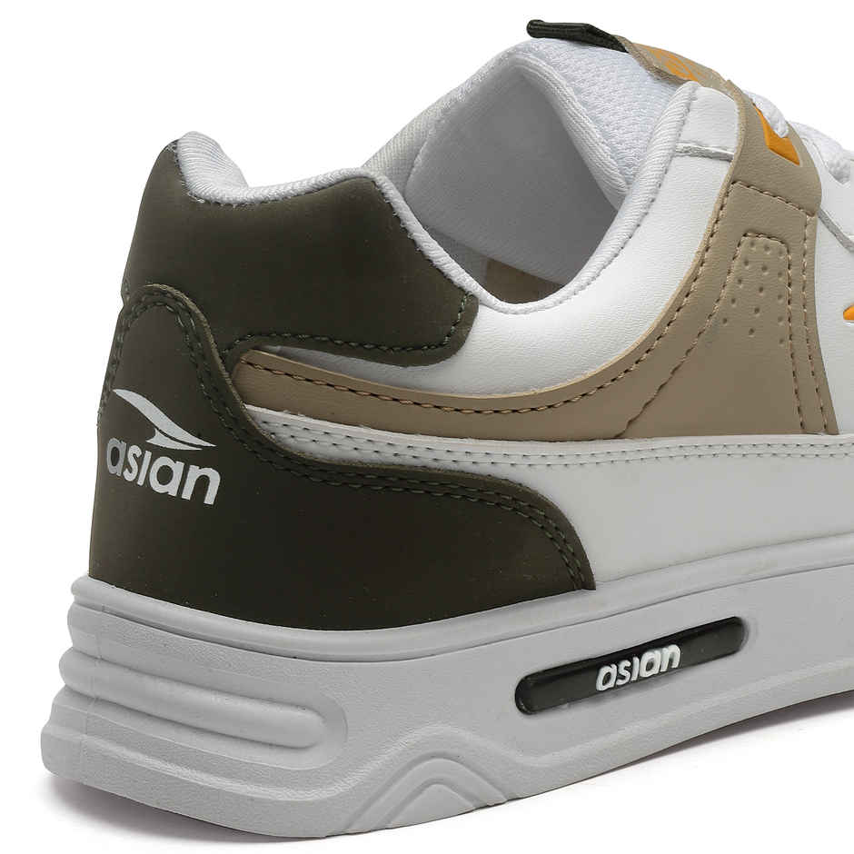 Asian Boston-01 Men Sneakers White-Mehandi-Beige (UK-9)