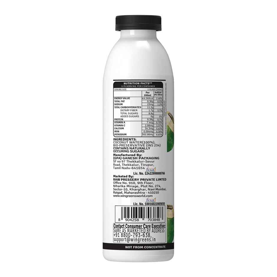 RAW Pressary Coconut Water  No Added Sugar  Not From Concentrate  Nariyal Pani