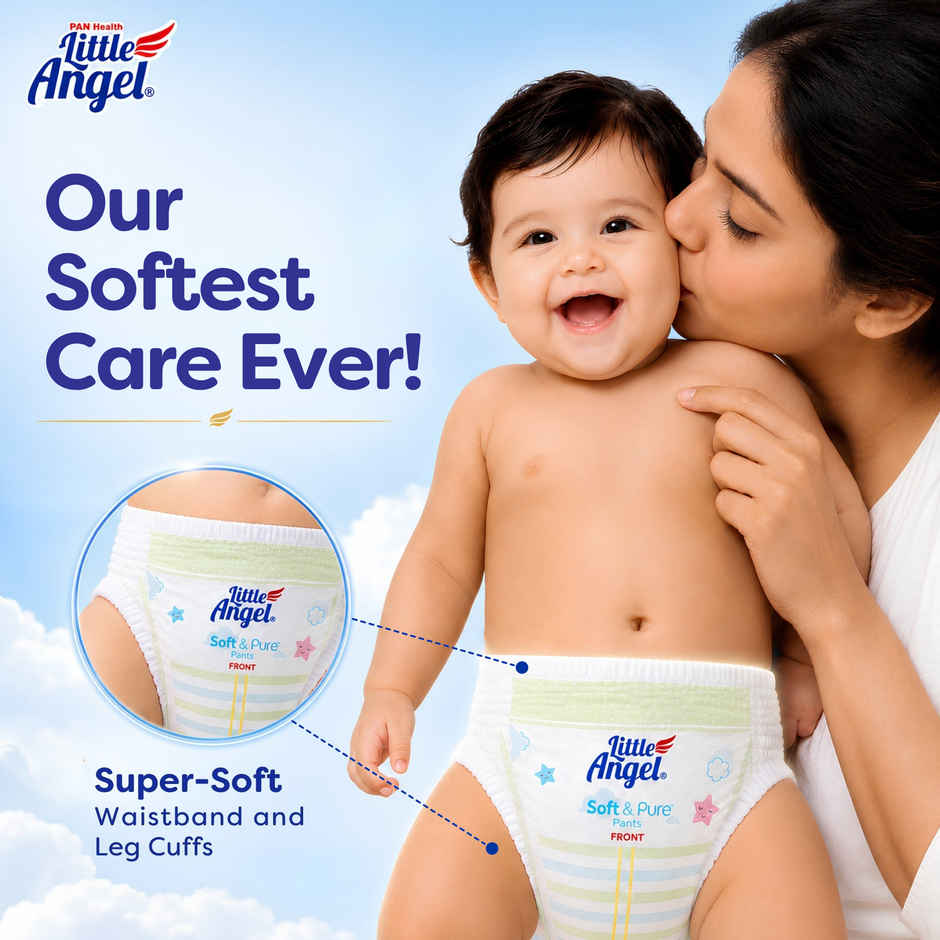 Little Angel Soft Pure Baby Diaper Pants 12 Hours Absorption | Small | 4 to 8 kg