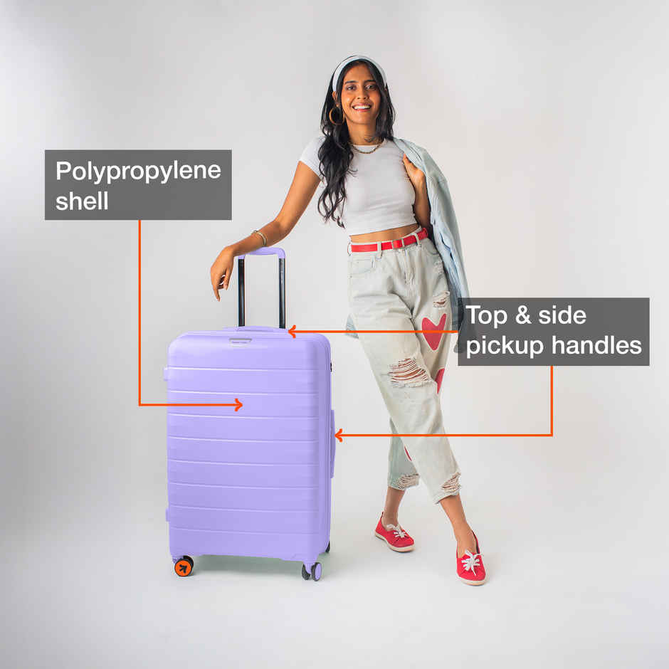 Nasher Miles Vienna Check-In Hard Sided Polypropylene 28 Inch|75 cm Trolley Bag - Purple