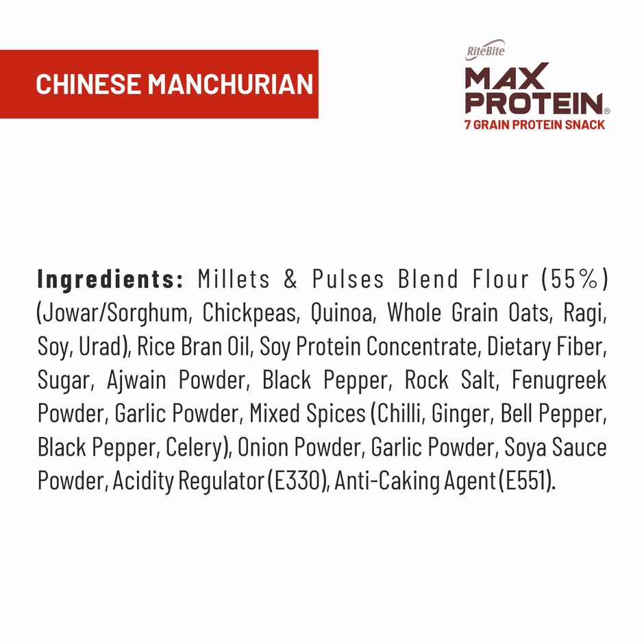 RiteBite Max Protein Chinese Manchurian Multigrain Protein Chips 20g Protein 8g Fiber Gluten Free